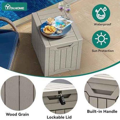 YITAHOME 31 Gallon Outdoor Storage Box, Resin Deck Box and Waterproof Package Delivery Box for Gardening Tools, Pool Supplies, Patio Furniture, Lockable, Taupe