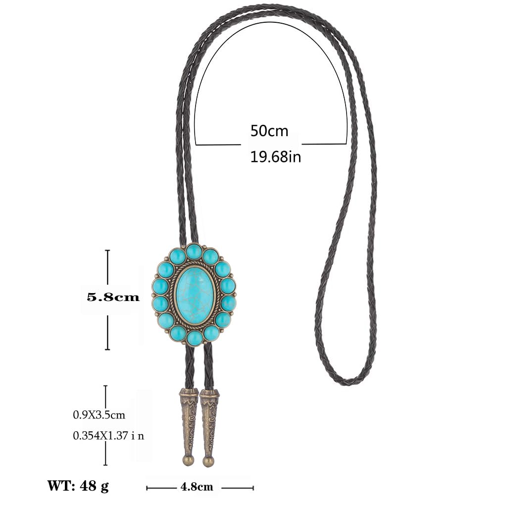 GelConnie Turquoise Bolo Tie for Men Womens Bolo Tie Cowboy Necktie Natural Stone Bolo Ties Necklace