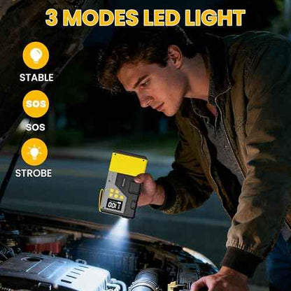 Portable Car Jump Starter with Air Compressor for Emergencies,3000A Peak and 150 PSI Max,for 12L Gas & 10L Diesel Engines,LCD Display,LED Light,Power Bank