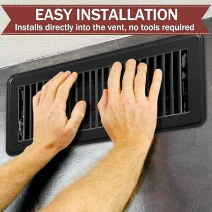 Retisee 4x12 Inches Floor Vent Covers Heavy Duty Floor Register Easy Installation Metal Heat Vent Covers with Rust Proof Finish for Home(Black,4 Pcs)