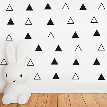 64PCS Vinyl Triangle Wall Decals, Removable Geometric Stickers for Kids Bedroom, Nursery or Living Room, Solid Hollow Tribal Pattern Easy Peel and Stick Decor AM162 (Black)