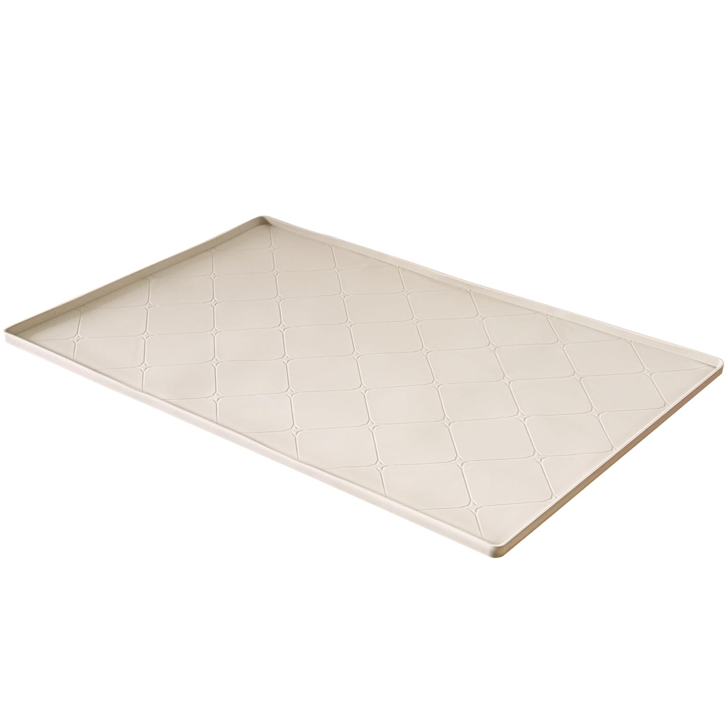HDFAZHM 34" x 22" Under Sink Liner and Protector for Bottom of Kitchen Sink Beige, Waterproof Under-Sink Organizers Sink Mat Protectors, Flexible Silicone Drip Tray Pet Food Mats
