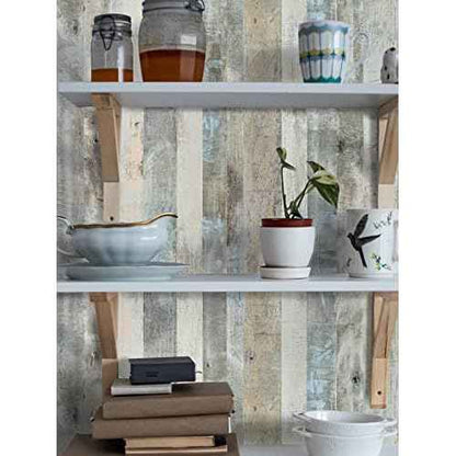 Sevalo Wood Contact Paper Shiplap Peel and Stick Wallpaper Wood Grain Contact Paper for Cabinets and Drawers Rustic Self-Adhesive Removable Wallpaper Plank Panel Sticky Paper Desk 15.7inW 78.7inL
