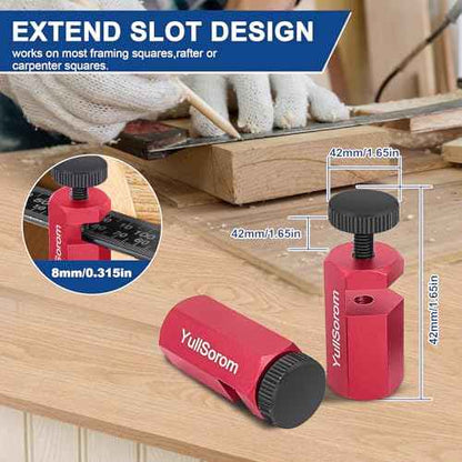 Tall Stair Gauges for Framing Square with Holder and Carabiner Stair Guage Knobs Tool for Circular Saw,Stair Guides Perfect for Rafter Gauge Clamps Red kit