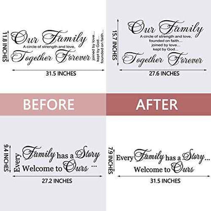 2 Pcs Vinyl Family Lettering Wall Quotes Stickers, Scripture Decals, Bible Verse Inspirational Stickers for Bedroom Home Decor - Our Family Is a Circle (Small, Basic)
