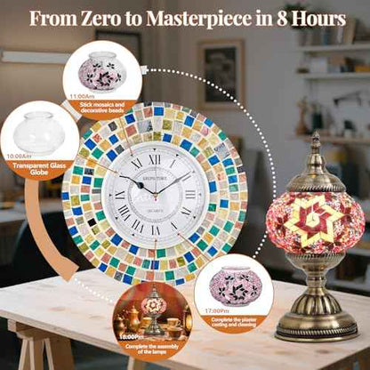 DIY Turkish Mosaic Lamp Kit,Table Lamp Making Kit, Easy No Skills Craft for Family Team,Decorative Table Desk Light Crfat Kit for Living Room Bedroom, Make Your Own Table Lamp,Gifts,Purple