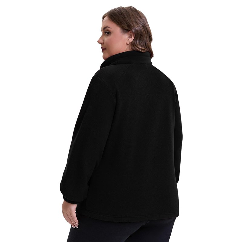 HHE Women Plus Size Fleece Jacket Zip Up Lightweight Soft Polar Fleece Jacket (Black, 2X)