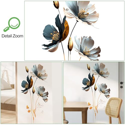 New Chinese Style Relief Lotus Wall Decal 3D Floral Wall Sticker DIY Removable Peel and Stick Wall Art Mural for Living Room Bedroom Porch Sofa Background Board Furniture Decoration