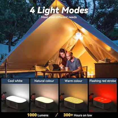 Camping Lantern,6400mAh LED Lantern Rechargeable,with 4 Light Modes,1000LM Tent Light & Hand-Crank lamp for Hurricane,Hiking,Camping,Emergency,Power Outages