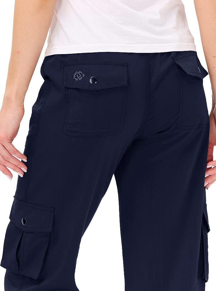 Hiking Cargo Shorts for Women Dry Fit Active Capri Pants for Camping with Pockets Navy XX-Large