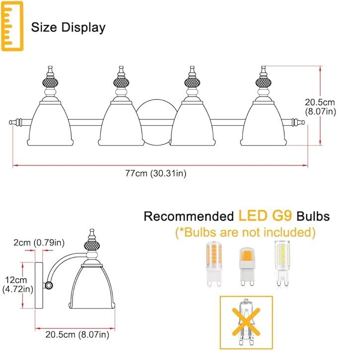 Bathroom Vanity Light, Matte Black 4 Light Vanity Lighting Fixtures, Antique Vanity Light with Flower Glass Shade, Bathroom Lighting Fixture Over Mirror, Sconces Wall Lighting for Hallway