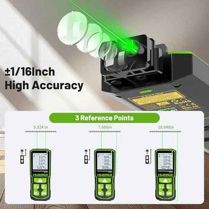 200ft Laser Measuing Tool with Bluetooth APP, Huepar Rechargeable Green Beam Laser Distance Meter ¡¾1/16" High Accuracy, Multiple Measurement Modes, IP54 Durable for Home & Construction