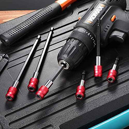 Honoson 6 Pieces Drill Bit Extension Magnetic Screwdriver Bit Holder Impact Driver Set Bar Socket Chuck Adapter 1/4 Inch Hex Shank Power for Screws Nuts Drill