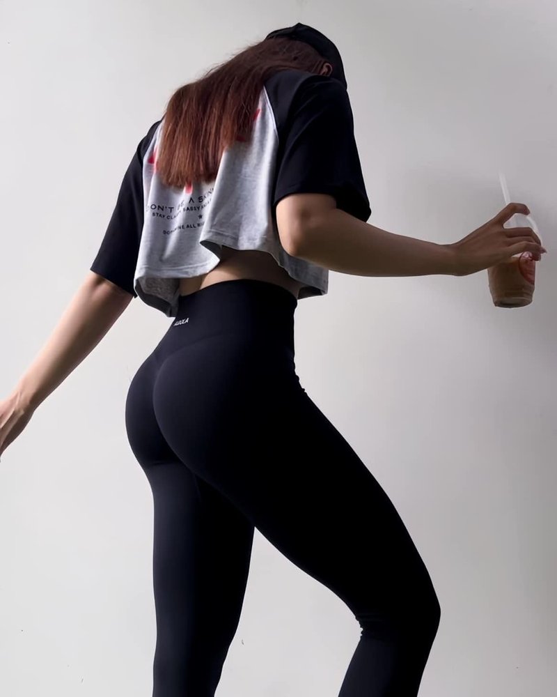 AUROLA Power Workout Leggings for Women Tummy Control Squat Proof Ribbed Thick Seamless Scrunch Active Pants,Black,M