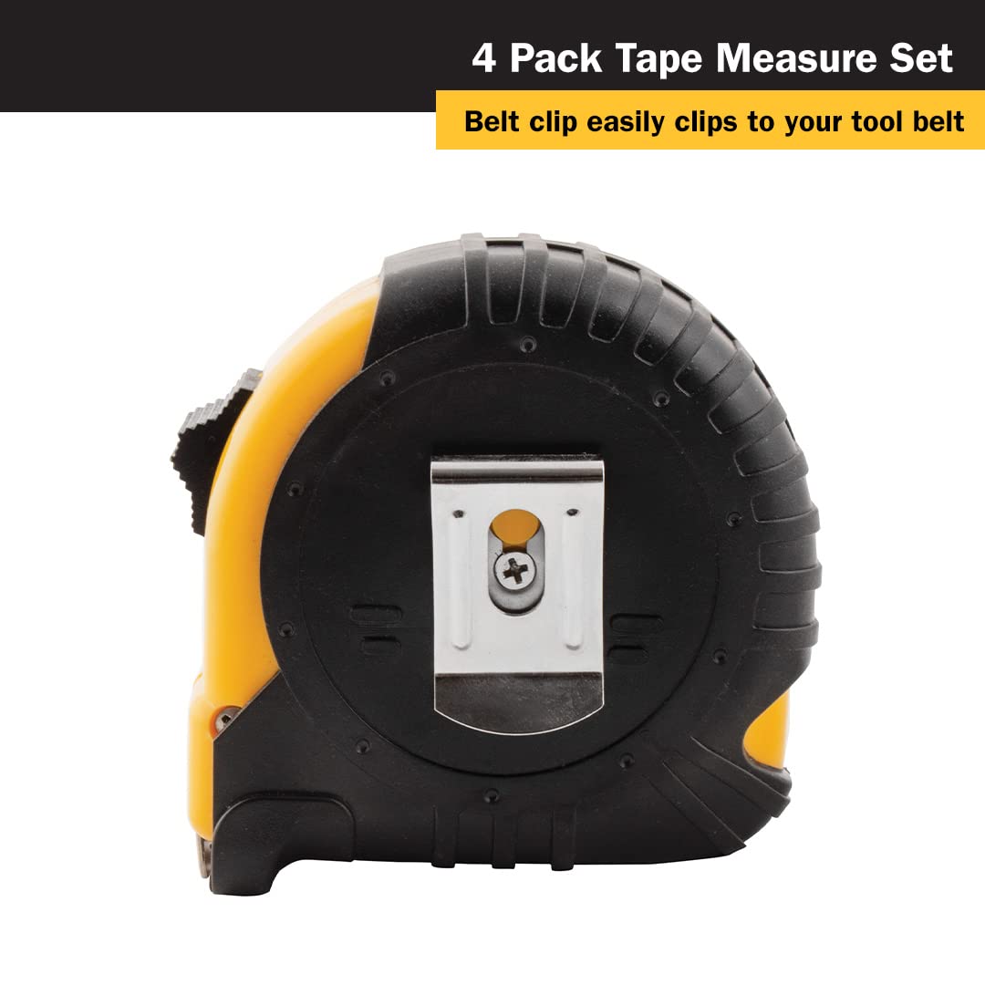 Titan 10902 Tape Measure with Easy-Read Standard Markings and Durable Case, 4-Piece Set, 12-Foot, 16-Foot, 25-Foot and 33-Foot