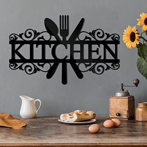 Spakon Wall Stickers for Kitchen Acrylic Decals Kitchen Wall Decorations 3D Mirror Decor for Dining Room Home(Black)