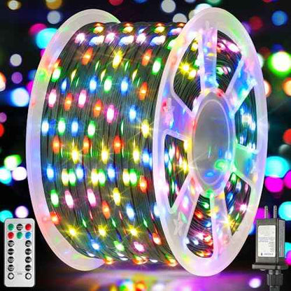 492FT 1500 LEDs String Lights with Remote, Dimmable 8 Modes Timer & Memory Function Fairy Rope Lights for Christmas Holiday Party-Multicolor