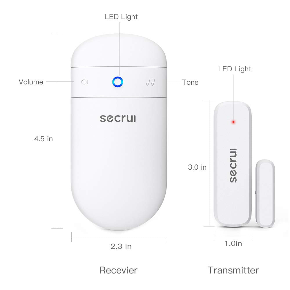 SECRUI Door Chime, Door Open Sensor Chime for Business/Home When Entering, Adjustable Volume, Easy Installation, 400ft Range, 52 Chimes, M508+D7