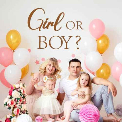 Girl Or Boy Decal Sign for Balloons Arch Backdrop, Large Adhesive Sign Decal Letters Sticker Wall Decor Decorations for Baby Shower Gender Reveal Party