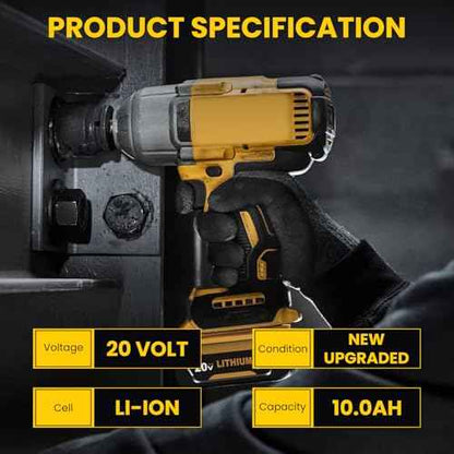 2 Pack 10000mAh Replacement for Dewalt 20V Battery Compatible with Dewalt 20 Volt Battery Lithium ion DCB200 DCB201 DCB203 DCB207 DCB206 Cordless Power Tools(Yellow)