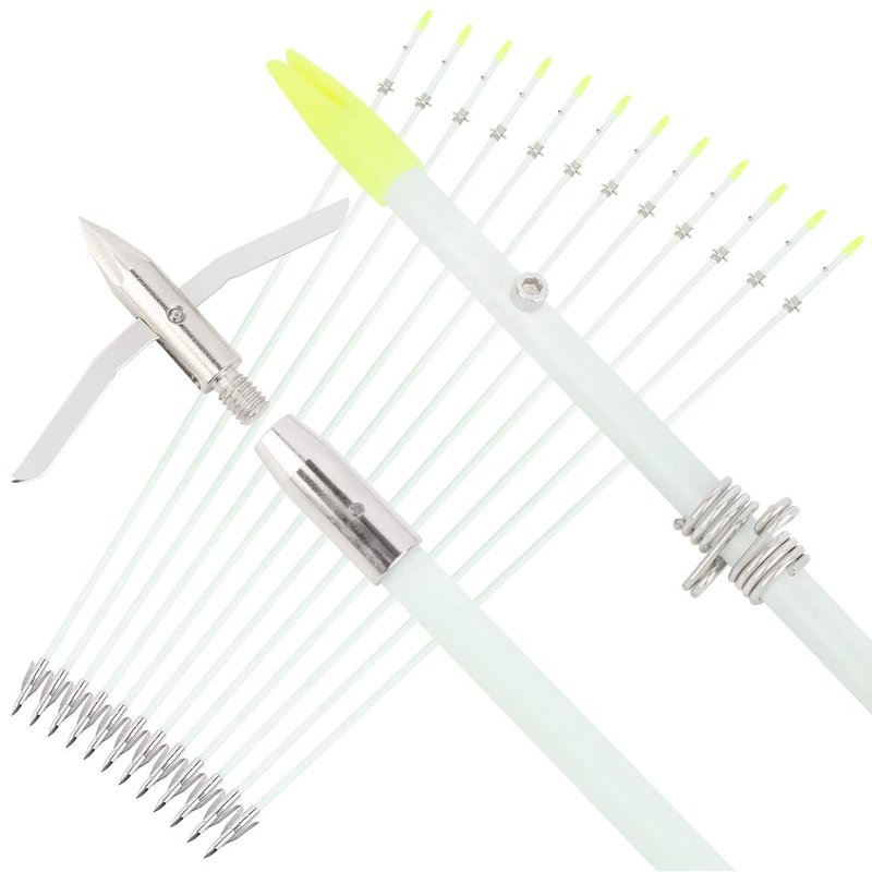 ZSHJGJR 34" Bowfishing Arrows Solid Fiberglass Shaft with Removable Broadheads for Compound & Recurve Bows& Long Bows Fishing Arrow Archery and Hunting 3/6Pack (6, Short Tip)