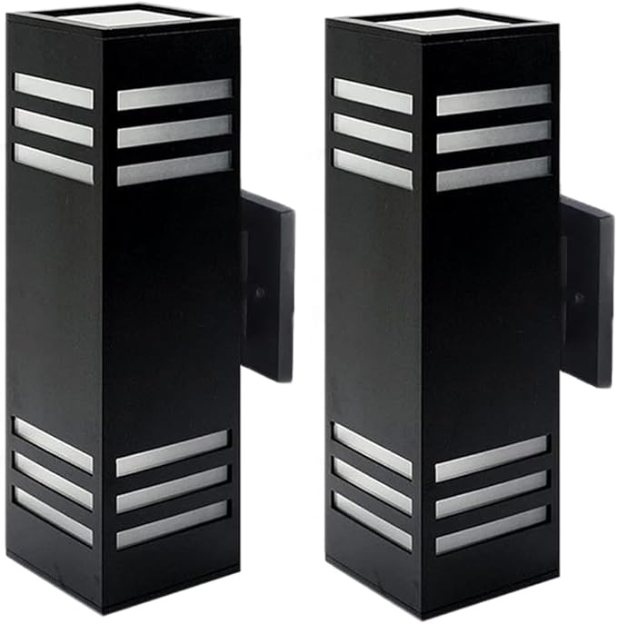 Dusk to Dawn LED Outdoor Light Fixture Wall Mount,Black Square Porch Lights Outdoor,Modern Exterior Wall Sconce Lights 13In, Bulb Includes Up Down Outside Wall Light for House Front Door