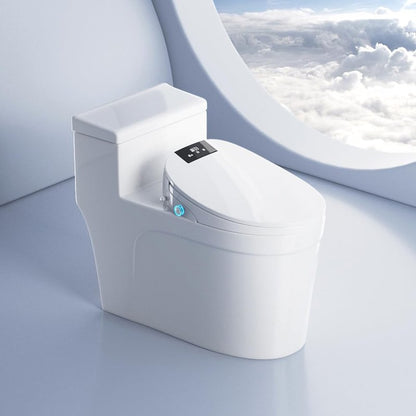 XCQQ Electric Bidet Toilet Seat with Remote, Heated Toilet Seat, Instant Warm Water, Warm Air Dryer, Rear & Feminine with Oscillating Cleansing, Night Light, Slow Close Lid, LED Display - Elongated