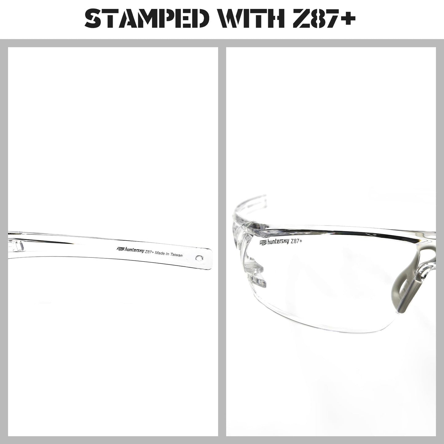 HTS HUNTERSKY S241 Shooting Safety Glasses Anti Fog ANSI Z87.1 Small Size Ballistic Impact Resistant Clear Lens Kid Protective Eyewear for Lab Work DIY
