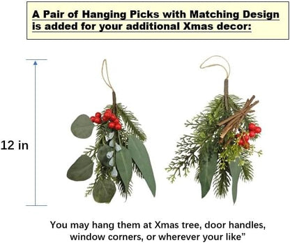 Big 26" D Pre-Lit Christmas Greenery Pine Wreath w Real Grapevine Base (35 Led Lights, 8 Flash Options) for Xmas Decoration: Shop Home Decor Front Door Living Room Wall Window (Battery)