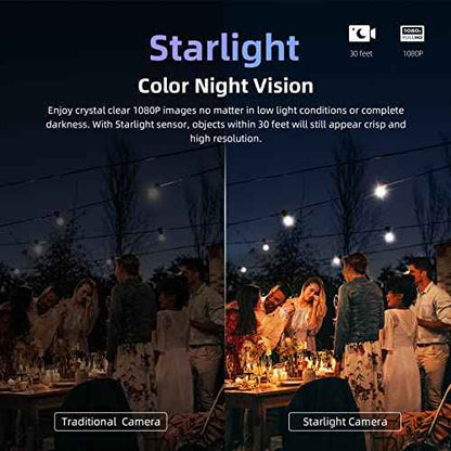 virtavo Security Cameras Wireless Outdoor, Battery Powered Starlight Color Night Vision Weatherproof, Surveillance WiFi Home Camera Outside, AI Motion Detection, Compatible with Alexa