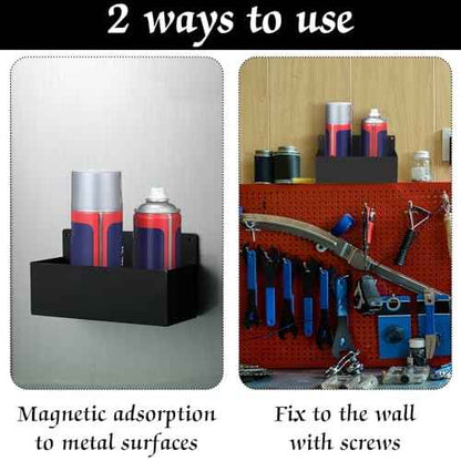 Gisafai 4 Pcs Magnetic Aerosol Spray Can Holder Heavy Duty Magnet Toolbox Bottle Holder Easy Install Organizer Wall Mounted Spray Bottle Rack for Garage Home Workspace(8.27 Inches,Black)