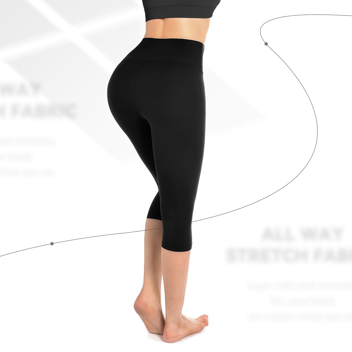 Walifrey Capri Leggings for Women, Buttery Soft High Waisted Leggings for Gym Yoga Workout (Black XXL)