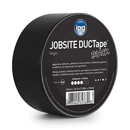 IPG JobSite DUCTape, Colored Duct Tape, 1.88" x 20 yd, Black (Single Roll)