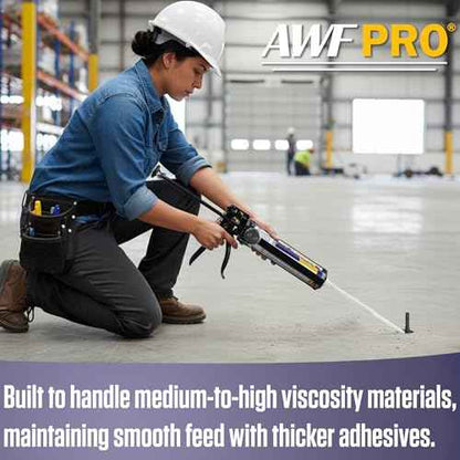 AWF PRO Dual Cartridge Epoxy Gun for 200mL, 250mL, 400 mL, 450 mL (1:1 and 2:1) Dual Component Cartridges ? 25:1 Thrust Ratio, Professional 2 Part Epoxy Gun