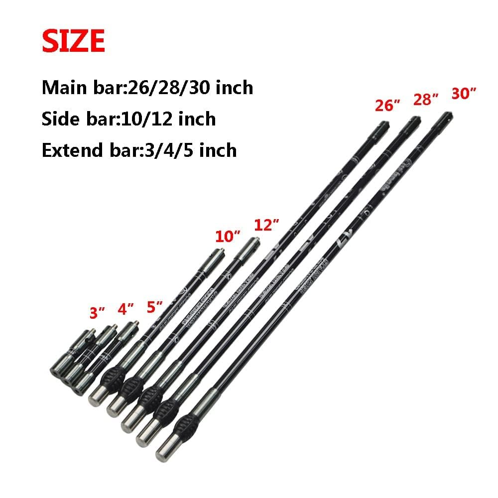 AMEYXGS Balance Bar Stabilizer 3/4/5/10/12/26/28/30 inch Carbon Fiber Bow Stabilizer Extension Pole Rod Bow Stabilizer Weight Silencer Damping for Recurve Bow and Compound Bow (Gray, 5 inch)