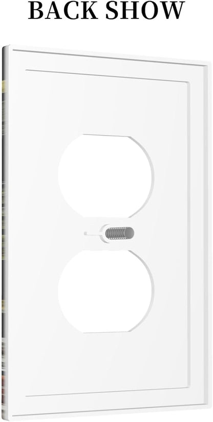 Nature Plant Botanical Daisy Mushroom Snails And Moon 1 Gang Duplex Receptacle Switch Wall Plate Decorative Switchplate Outlet Covers Electrical Plug Cover Faceplate for Home Decor