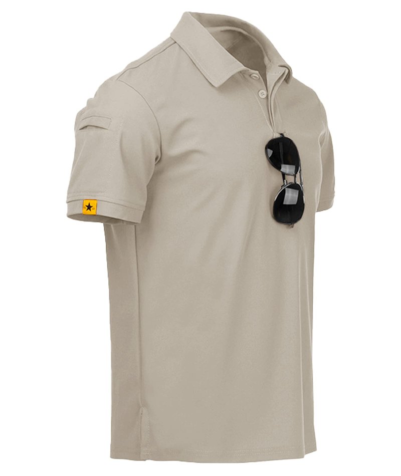 ZITY Mens Polo Shirt Short Sleeve Sports Tactical T-Shirt Athletic Golf Polos Daily Casual Stylish Collared Shirts for Men Lightkhaki Medium