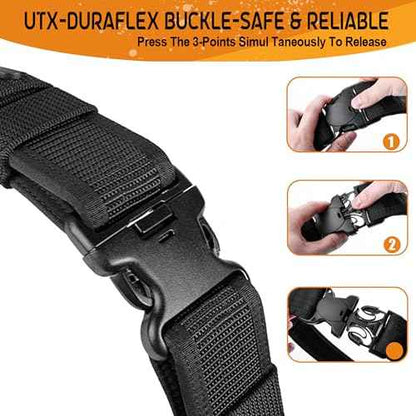 MOZETO Tool Belt, Dual Quick-Release 26 Pockets Electrician Belts for Men, Heavy Duty Construction Carpenter Tool Belts (36"-42")