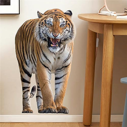 Ferocious Tiger Wall Stickers, sacinora Realistic Wild Animal Wall Decals Removable Vinyl Peel and Stick for Living Room Bedroom Children's Room Sofa TV Background Art Decorations