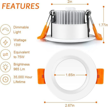 inShareplus 2 Inch LED Recessed Lighting, Downlight Dimmable 3W (35W Equivalent), 3000K Warm White, CRI80, Recessed Light Fixtures with LED Driver（10 Pack ）