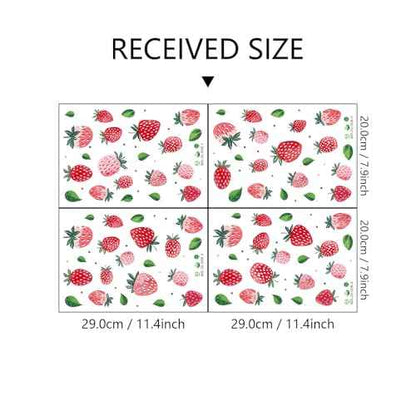 8 Sheet Strawberry Wall Decal, Peel and Stick Strawberry Wall Sticker for Kids Room Dining Room Kitchen
