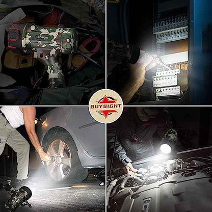 BUYSIGHT Rechargeable Spotlight Flashlight, High Lumen Hand held Spotlight Waterproof Flashlight Hunting Lamp with red Filter£¨ Camouflage Green Mini