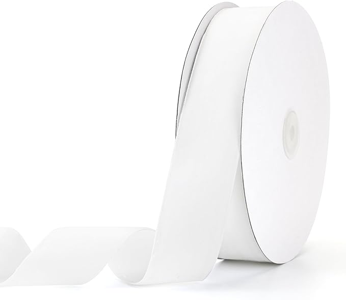 White Velvet Ribbon 2" x 20Yd,Great for Gift Wrapping,Hair Bows Making, Wreaths,Wedding and Christmas Party Decoration (White 2")