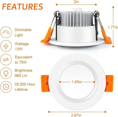 inShareplus 6 Pack 2 Inch LED Recessed Lighting, Downlight Dimmable 3W (35W Equivalent), 5000K Daylight White, CRI80, Recessed Light Fixtures with LED Driver