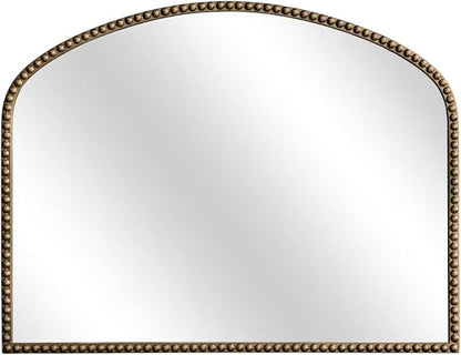 Arched Antique Gold Bathroom Mirror Baroque Metal Beaded Frame Wall Mirrors Decorative Wall Mirrors for Vanity Bedroom Entryway