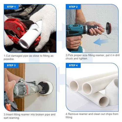 3Pcs PVC Pipe Reamer Kit Compatible with 1-1/2inch,2inch, 3inch PVC Pipe. PVC Fitting Saver for Water Lines, Drain Lines, and Vent Lines - Plumbing Tool for Pipe Cutting - Clean Ream Extreme