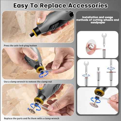 Enventor 130W Corded Rotary Tool, Power Electric Rotary Tool Kit with 204pcs Accessories Kit, 6-Speed 10,000-35,000RPM, Power Multi-Purpose Set for Sanding, Polishing, Engraving, Drilling, DIY Crafts
