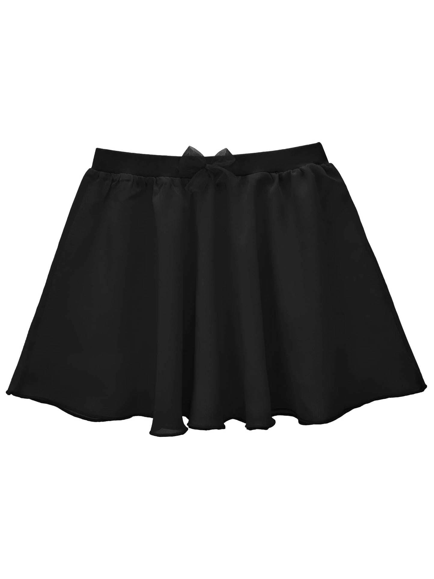 Stelle Girls Ballet Skirt, Chiffon Dance Skirt for Girls with Mesh Bowknot, Elastic Waist Pull-on Skirts for Ballet (Black,12-14Years)