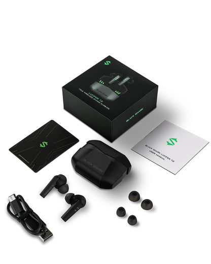 Black Shark Wireless Earbuds with 35ms Ultra-Low Latency, Gaming Bluetooth Earbuds with Premium Sound, Bluetooth 5.2, 10mm Drivers, 4 Hyperclear Mics, IPX5 Waterproof, 20H Play Time, Comfort Fit