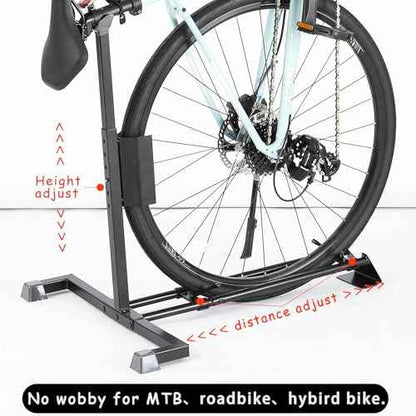 YueTong Bike Stand for Vertical Bike Storage,Upright Bicycle Stand Indoor,Standing Bike Rack for Garage Floor,Suit for MTB,Road Bike,Woman Bike and E-bike.